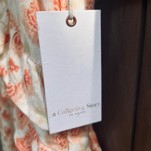 A Collective Story Anthropologie Piper Peach Floral Tiered Maxi Summer Dress S L - Picture 7 of 17